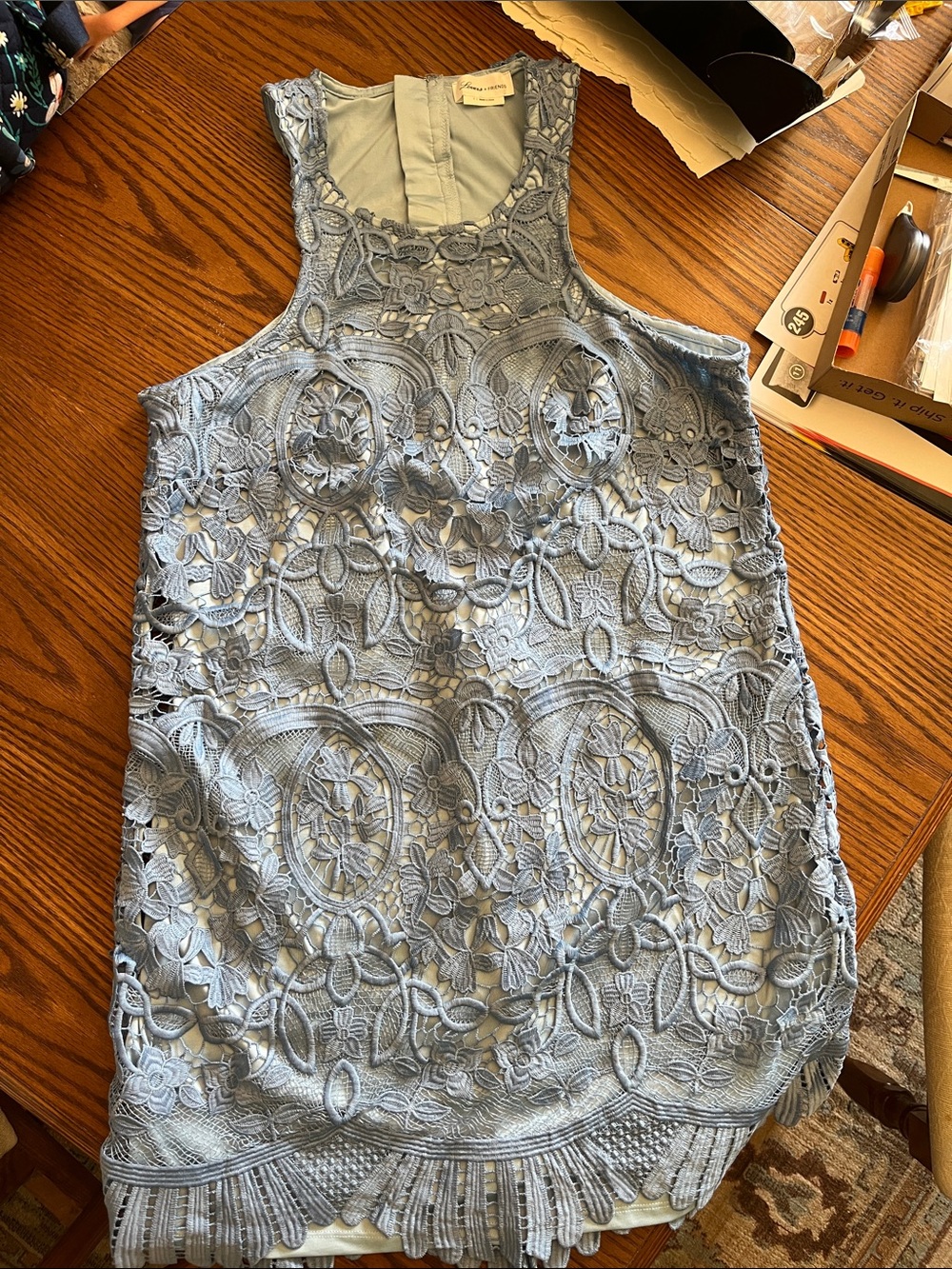 Sleeveless Lace Overlay Dress